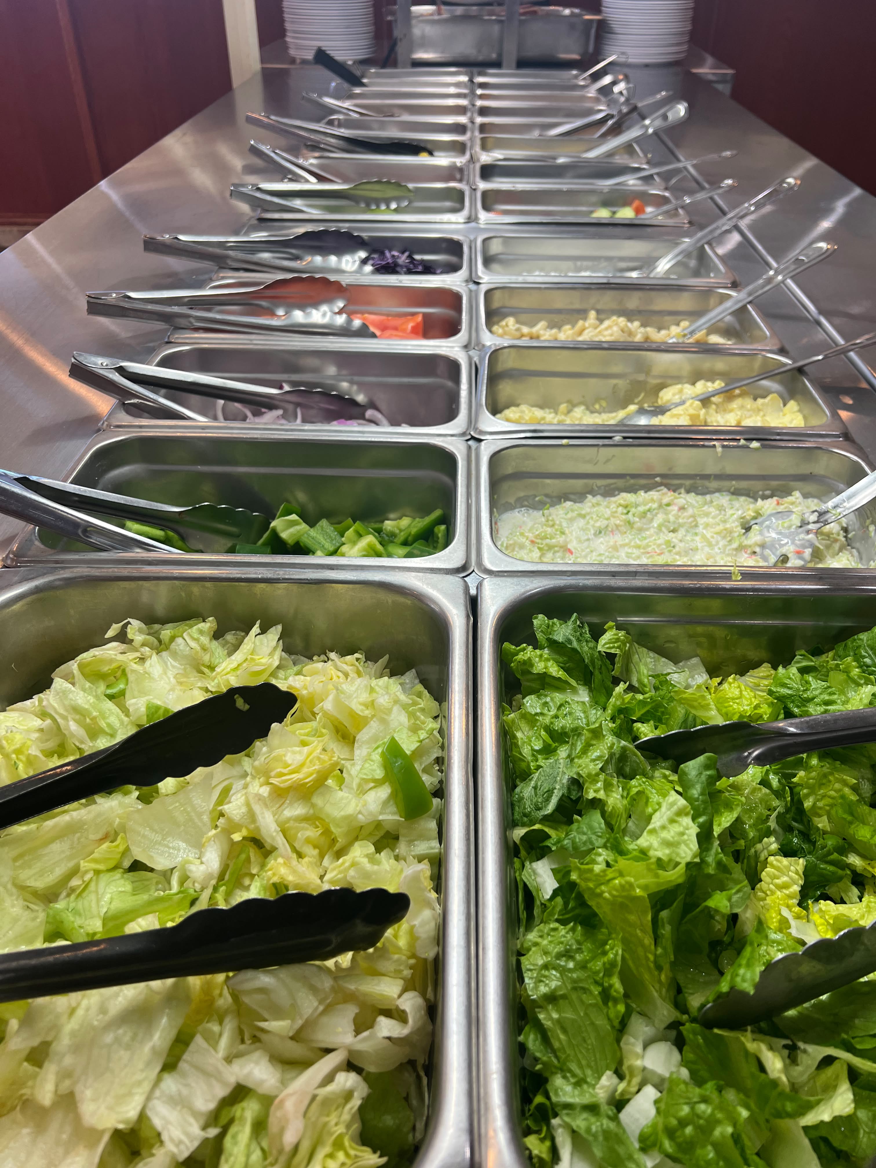 Fresh greens and toppings at Chenoa Family Restaurant's salad bar